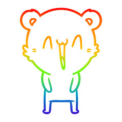 rainbow gradient line drawing happy bear cartoon