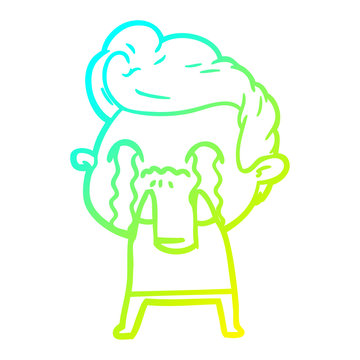 recommend clip art: cold gradient line drawing cartoon man crying