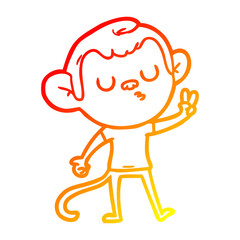 warm gradient line drawing cartoon monkey