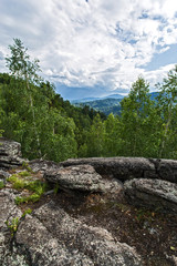 Fototapeta premium summer landscape with mountains and clouds