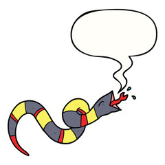 cartoon hissing snake and speech bubble