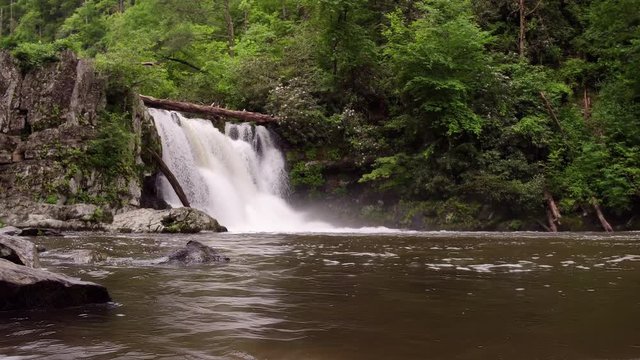 Beautiful Abrams Falls waterfall in Great Smoky Mountains 4k