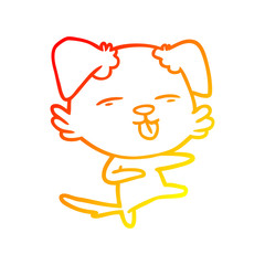 warm gradient line drawing cartoon dog dancing