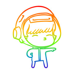 rainbow gradient line drawing cartoon curious astronaut