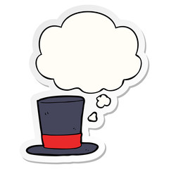 cartoon top hat and thought bubble as a printed sticker
