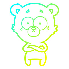 cold gradient line drawing surprised bear cartoon