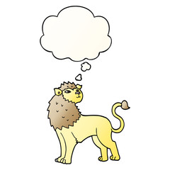 cartoon lion and thought bubble in smooth gradient style