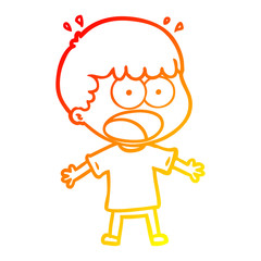 warm gradient line drawing cartoon shocked man