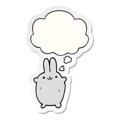 cartoon rabbit and thought bubble as a printed sticker