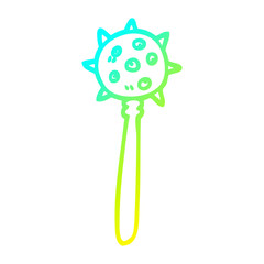 cold gradient line drawing cartoon medieval mace