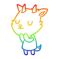 rainbow gradient line drawing cute goat