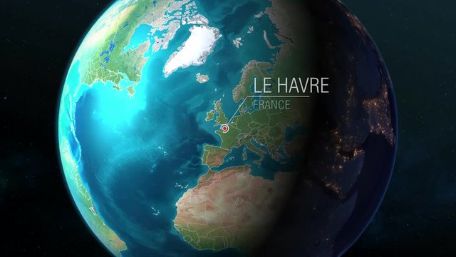  France - Le Havre - Zooming from space to earth