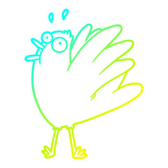 cold gradient line drawing cartoon bird squawking