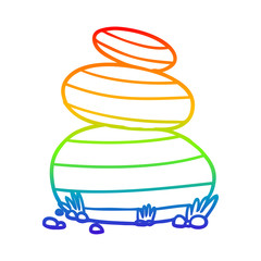 rainbow gradient line drawing cartoon large stacked stones