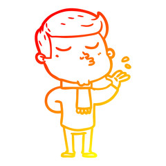 warm gradient line drawing cartoon model guy pouting