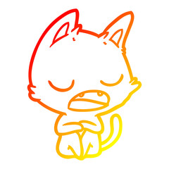 warm gradient line drawing talking cat cartoon