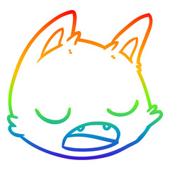 rainbow gradient line drawing cartoon cat face