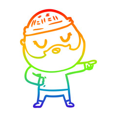 rainbow gradient line drawing cartoon man with beard