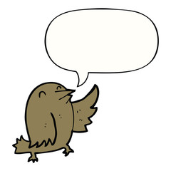 cartoon bird and speech bubble