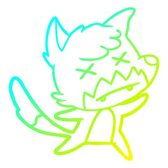 cold gradient line drawing cartoon dead fox