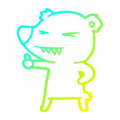 cold gradient line drawing cartoon bear giving thumbs up