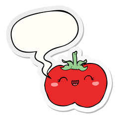 cartoon tomato and speech bubble sticker