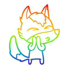 rainbow gradient line drawing cartoon wolf whistling