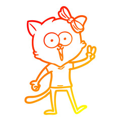 warm gradient line drawing cartoon cat