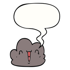 cartoon happy cloud and speech bubble