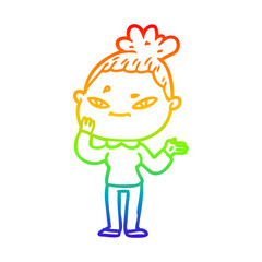 rainbow gradient line drawing cartoon woman