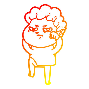 recommend clip art: warm gradient line drawing cartoon angry man