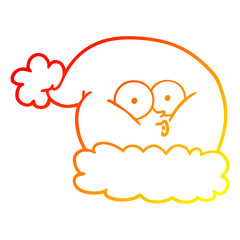 warm gradient line drawing cartoon christmas santa hat