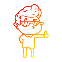 warm gradient line drawing cartoon cool guy