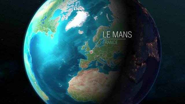 France - Le Mans - Zooming from space to earth
