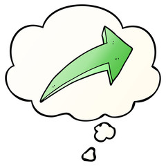 cartoon arrow and thought bubble in smooth gradient style