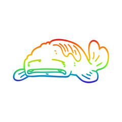 rainbow gradient line drawing cartoon sad old fish