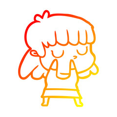 warm gradient line drawing cartoon indifferent woman