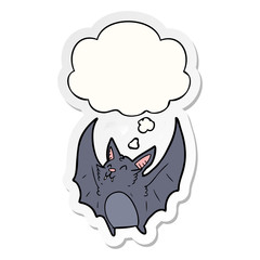 cartoon halloween bat and thought bubble as a printed sticker