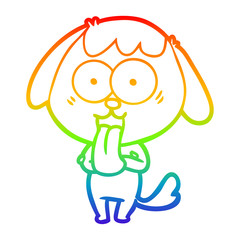 rainbow gradient line drawing cute cartoon dog