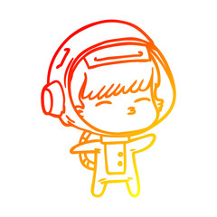 warm gradient line drawing cartoon curious astronaut