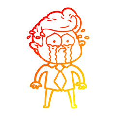 Fototapeta premium warm gradient line drawing cartoon crying man