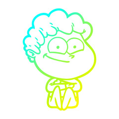 cold gradient line drawing cartoon happy man