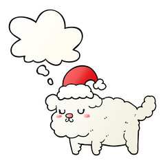 cute christmas dog and thought bubble in smooth gradient style