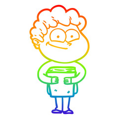rainbow gradient line drawing cartoon happy man