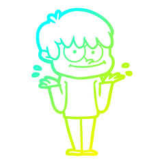 cold gradient line drawing happy cartoon man