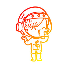 warm gradient line drawing cartoon laughing astronaut girl