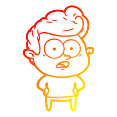 warm gradient line drawing cartoon staring man