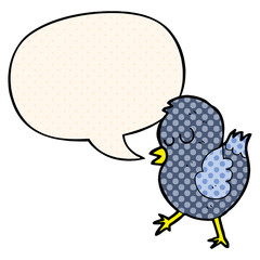 cartoon bird and speech bubble in comic book style
