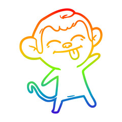 Fototapeta premium rainbow gradient line drawing funny cartoon monkey