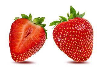Fresh strawberry isolated on white background with clipping path